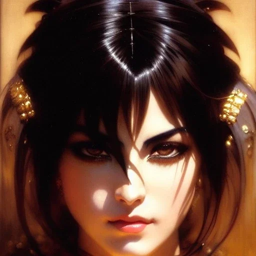 portrait beautiful face 'Benisato-ninja scroll',busty,ancient metal armor balanciaga fashion clothe painting by gaston bussiere, greg rutkowski, yoji shinkawa, yoshitaka amano, tsutomu nihei, donato giancola, tim hildebrandt, oil on canvas, cinematic composition, extreme detail,fit full head inside picture,16k