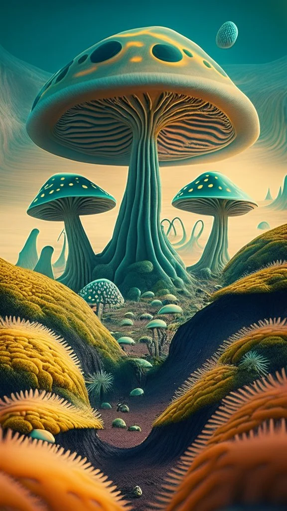 alien mushroom landscape