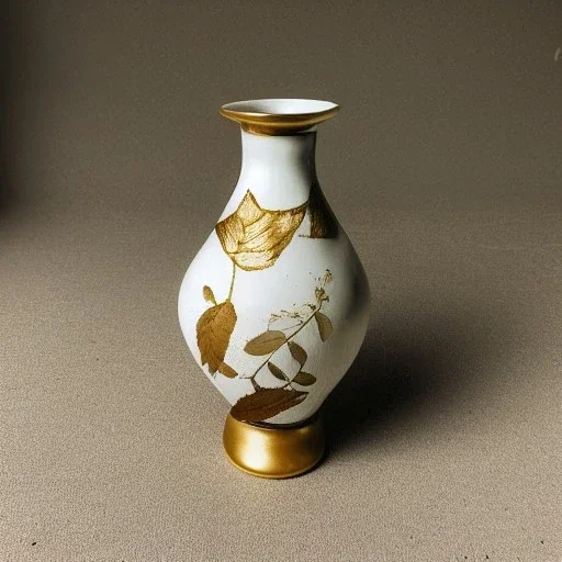 photo of a small cracked ceramic vase repaired with gold, kintsugi, natural setting, beautiful landscape photography, beautiful, vines and leaves, rosebuds, delicate, cinematic, high detail, beautiful composition, delicate arrangement, aesthetic, soft lighting, award winning photography, tender