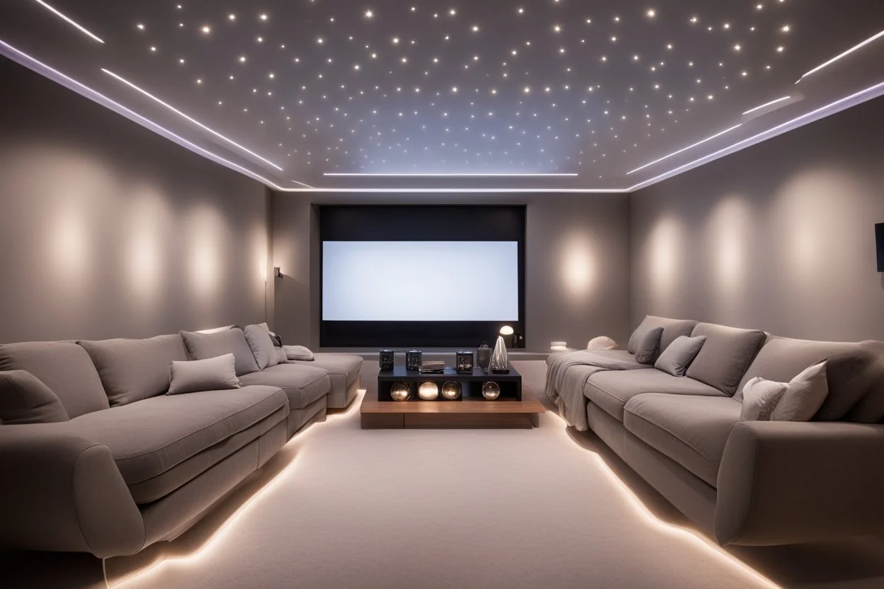 dedicated home cinema room with LED lighting in the walls make sure the room is completely symmetrical