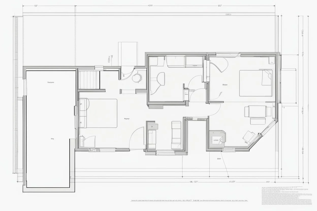 blueprint, small house floor plan, technical, illustration, videogame