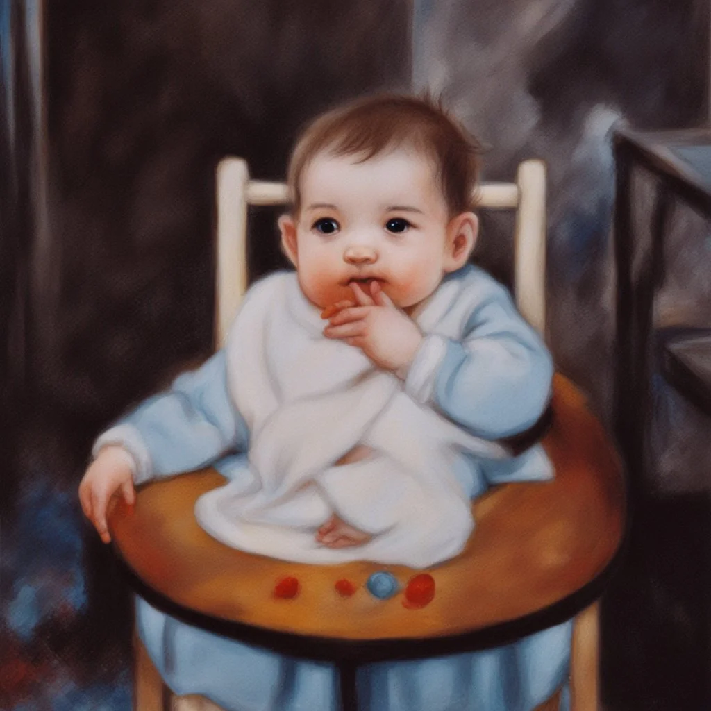 a baby in a fantasy card illustration, manga style