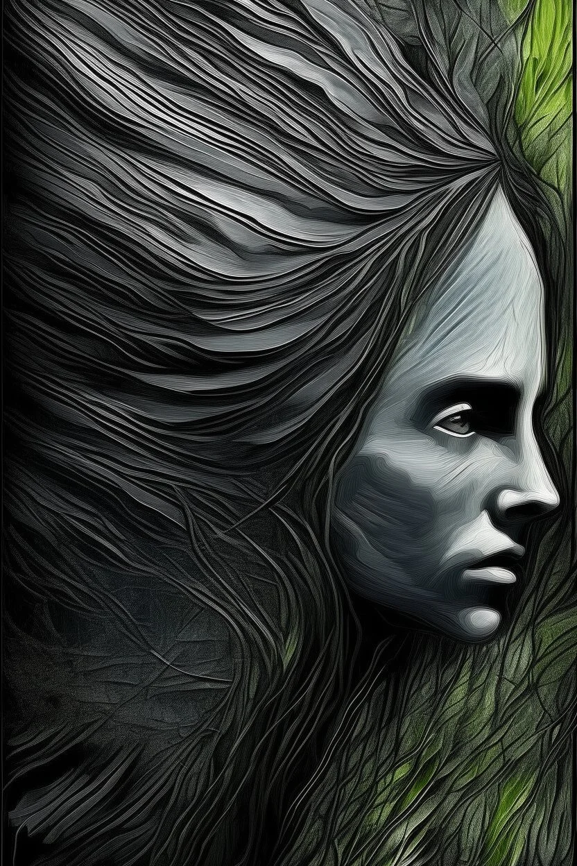 Hyper Realistic Aerial Grungy Dark-Grey Brush strokes on a dark rustic background with charcoals