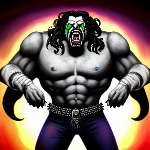 ultra detailed fullbody portrait of LOBO Villain , extremely detailed digital painting, extremely detailed face,crystal clear eyes, in the style of Simon Bisley and robert e howard and pablo oliveira and Ken Kelley ,mystical colors,perfectly centered image, perfect composition, rim light, beautiful lighting,8k, stunning scene, raytracing