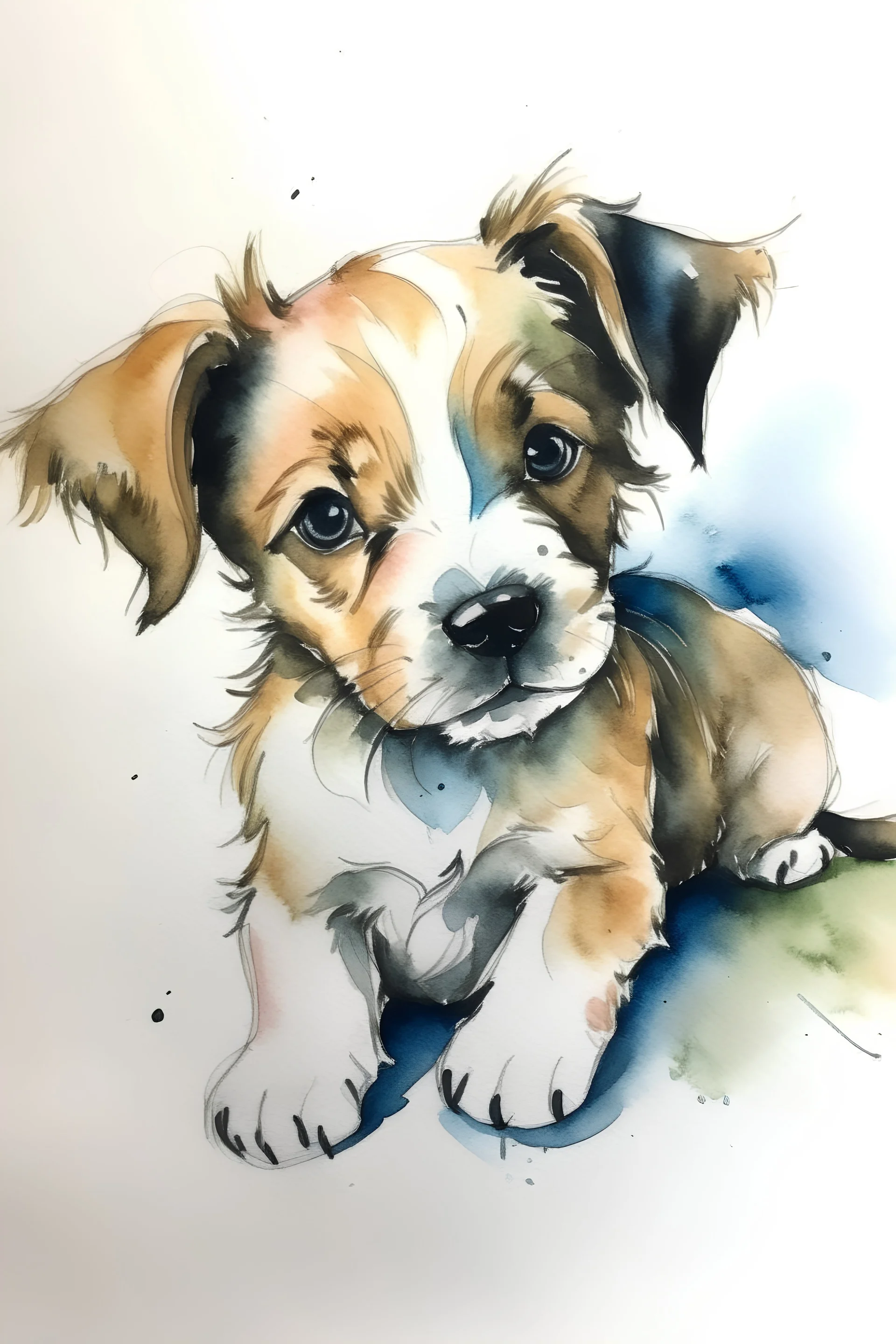 puppy sketch watercolour