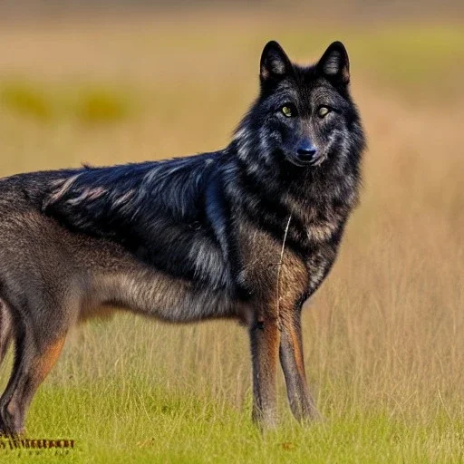 Black wolf with yellow and red markings