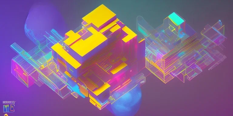 3D colorful geometric installation, simplistic, studio lighting, C4D, 16k, Behance, Artstation, centered, top down camera, vibrant