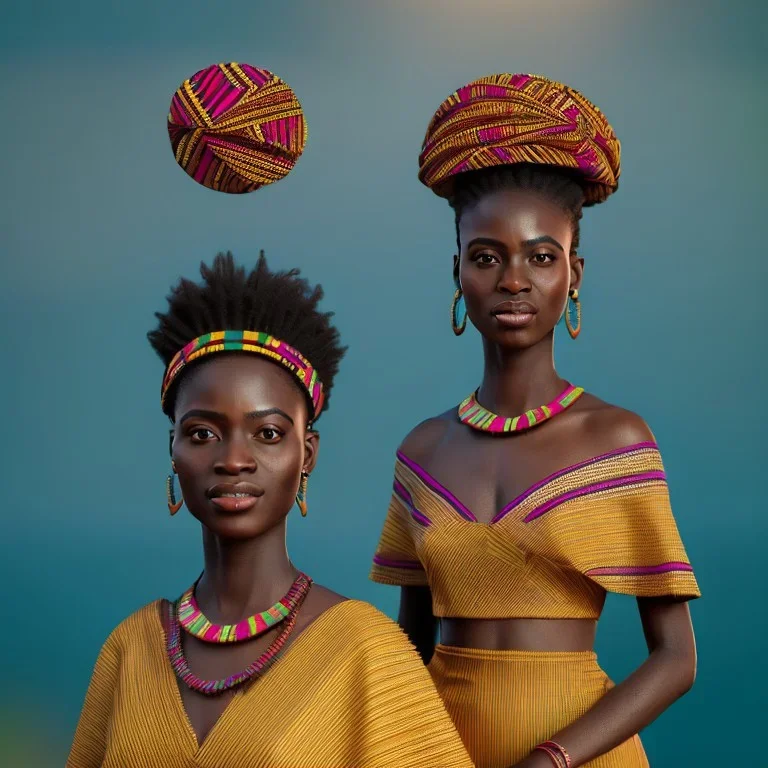 kente african bride model, full body, cinema 4d, octane render, high detail