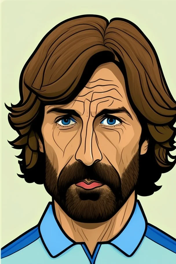 Andrea Pirlo Italian football coach ,cartoon 2d