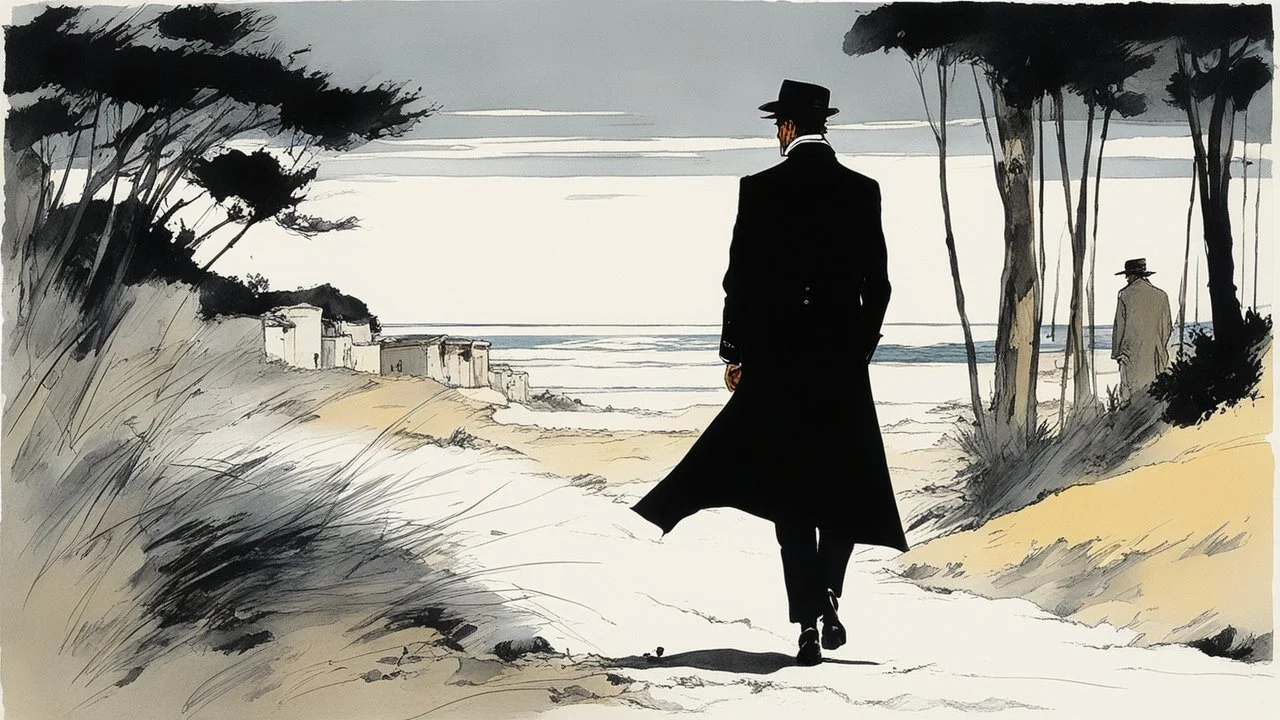 [art by Corto Maltese, hugo pratt] Then it was over: that which you fear, being a soul and unable to speak, ending abruptly, the stiff earth bending a little. And what I took to be birds darting in low shrubs. You who do not remember passage from the other world I tell you I could speak again: whatever returns from oblivion returns to find a voice