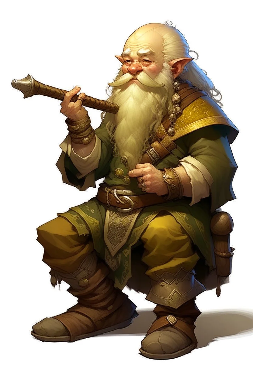 teenage blonde nomadic bard mountain dwarf with flute dnd