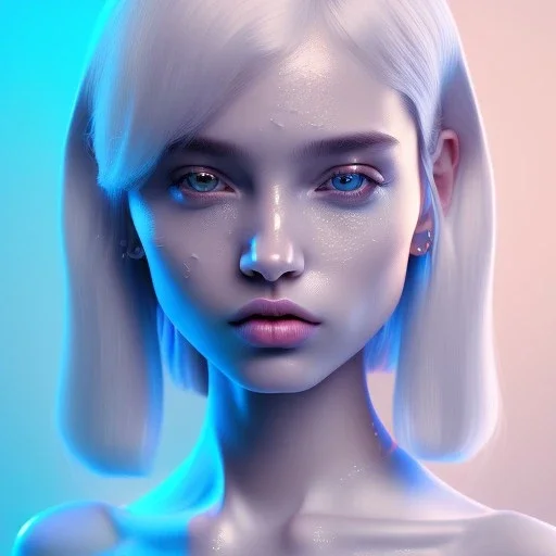 symmetrical isometric clean art of super cute cute girl, full wet lips, soft lighting, soft shadows, soft pastel gradients, high definition, 3d icon clay render, blender 3d, studio lighting, god rays, octane render, unreal engine 5