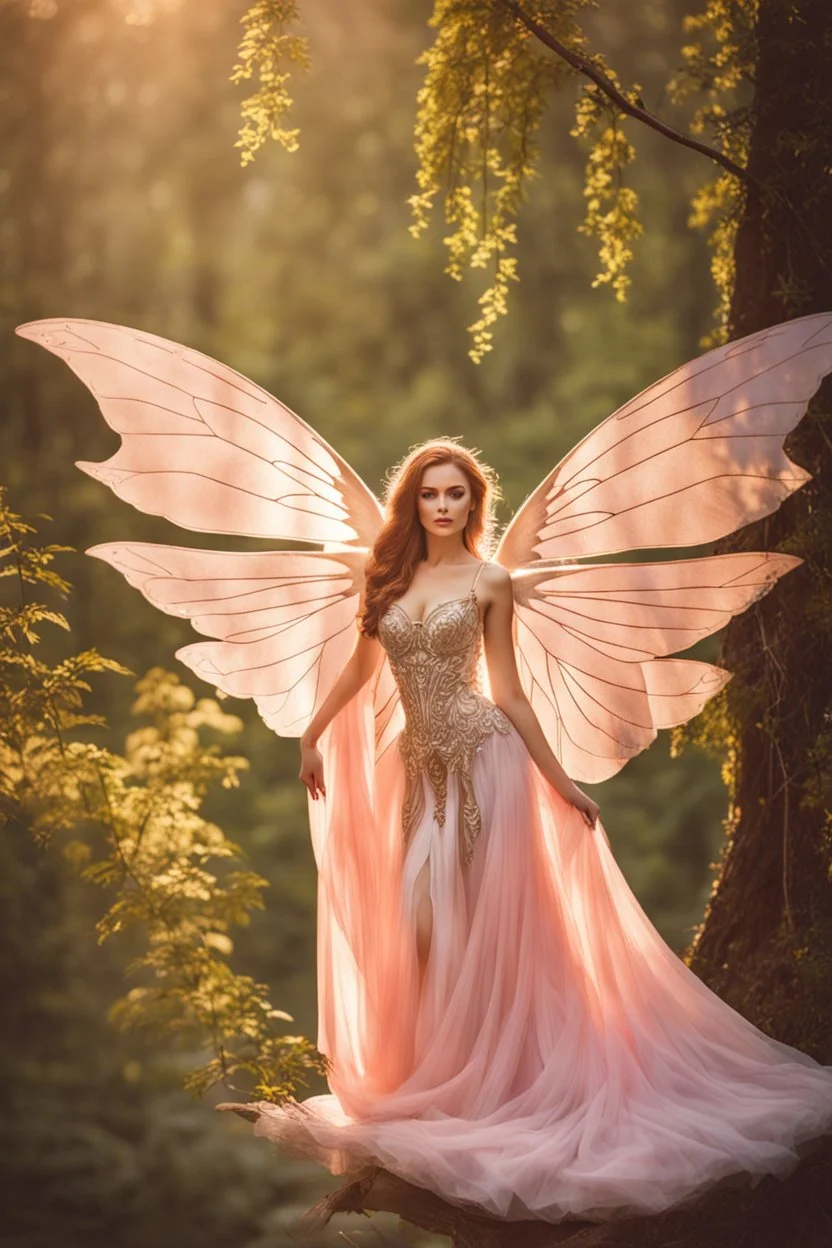 Gorgeous Real Photography Beautiful Super Model Russian woman dressing Beautiful Lady Fairy with straddle wings,panoramic wonderland background,close-up portrait