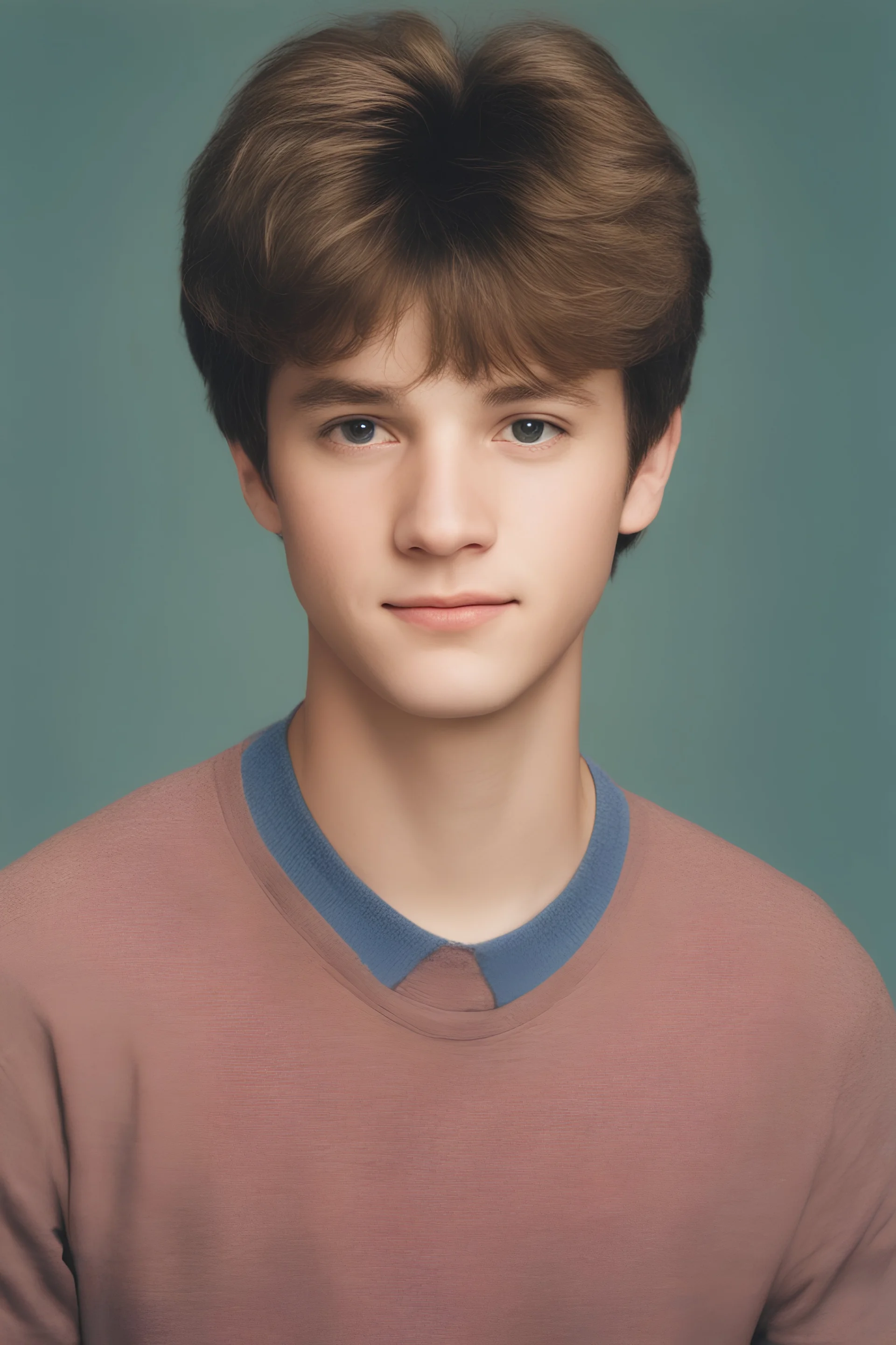 full color image, 1980's yearbook photo, teenager, Harry Potter, 14 years old, photorealistic, --ar 9:16 --style raw