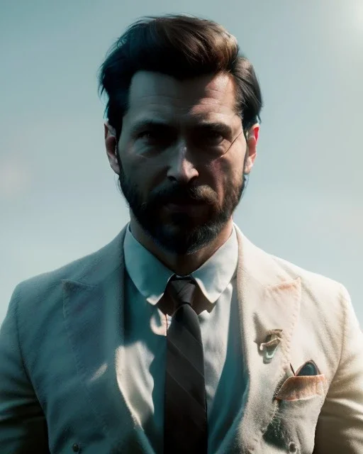 Realistic image, hybrid character, sweet soft muppet head, man body, human arms and hands, Shirt and tie, Wes Anderson style, concept art, smooth, unreal engine 5, god lights, ray tracing, RTX, lumen lighting, ultra detail, volumetric lighting, 3d, finely drawn, high definition, 4k.