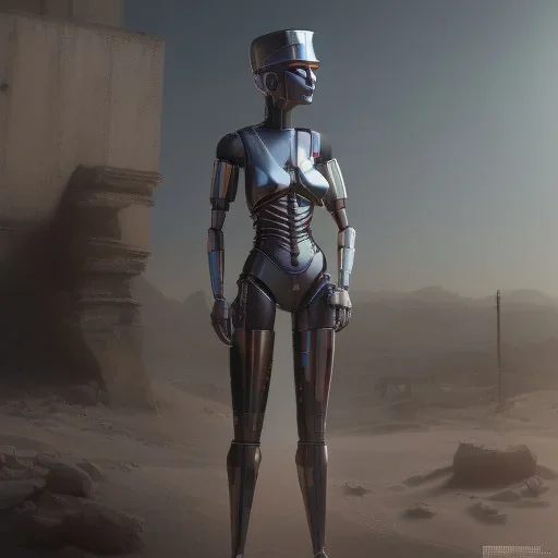 Nefertiti cyberpunk, full body, robocop