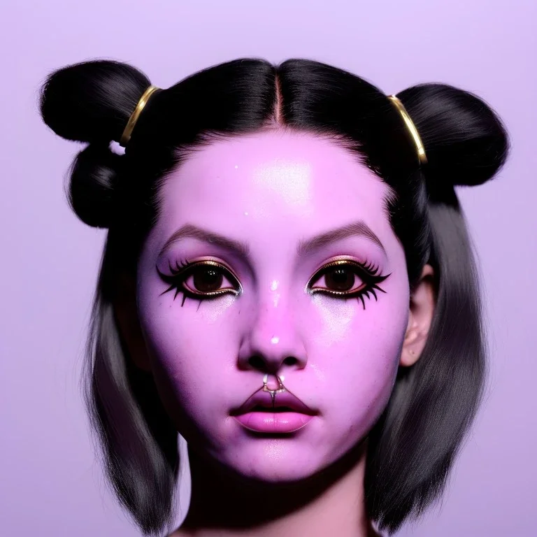 perfect symmetry, cyber Rosalía artist, black big eyeliner, cyberpunk, pigtails hair, gold, pink, geisha, led lights, fog, rain, latex, soft color, highly detailed, art stations, concept art, smooth, unreal engine 5, god rays, ray tracing, RTX, lumen lighting, ultra detail, volumetric lighting, 3d, finely drawn, high definition, high resolution.