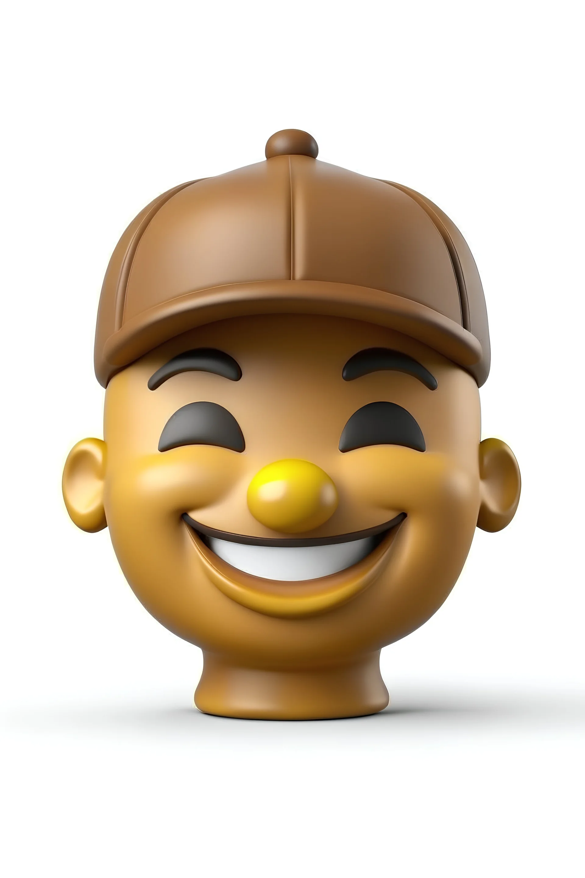 3d emoji, brown skin, cap, simple emoji, smiley face emoji