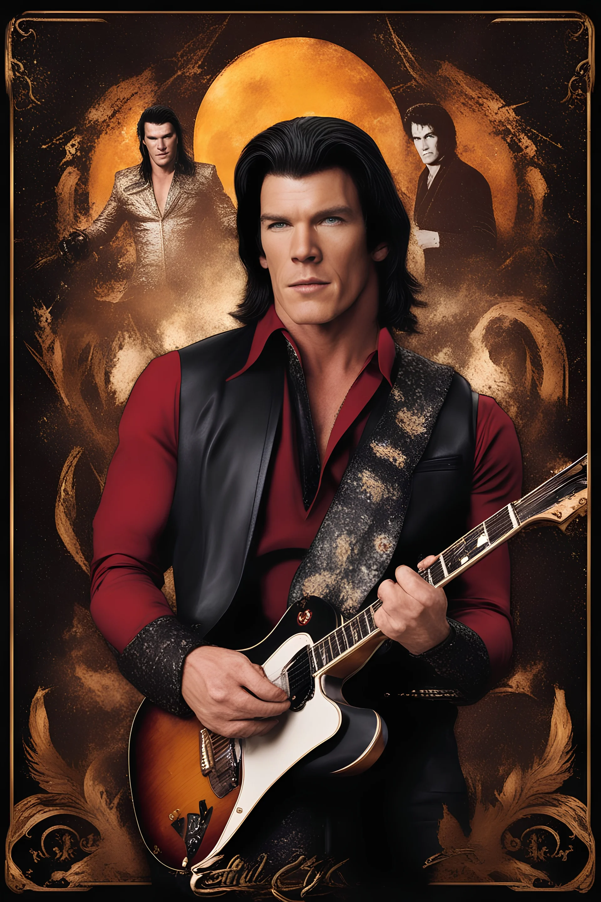 Alan Ritchson/Leonard Nimoy/Paul Stanley/Elvis Presley hybrid as Steven J. Kankels