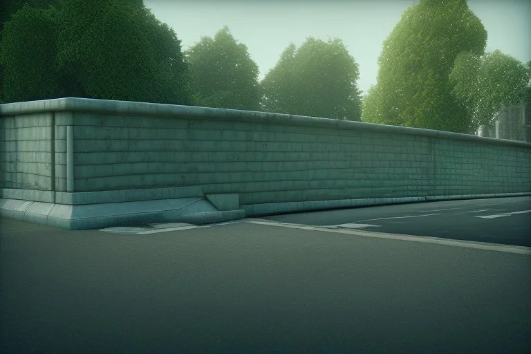  old concrete barrier, unity engine, bloom,cinematic lighting,green tone, octane render.