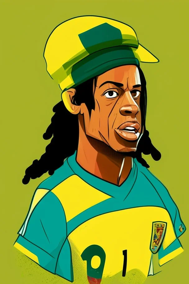 Ronaldinho Brazilian football player cartoon 2d