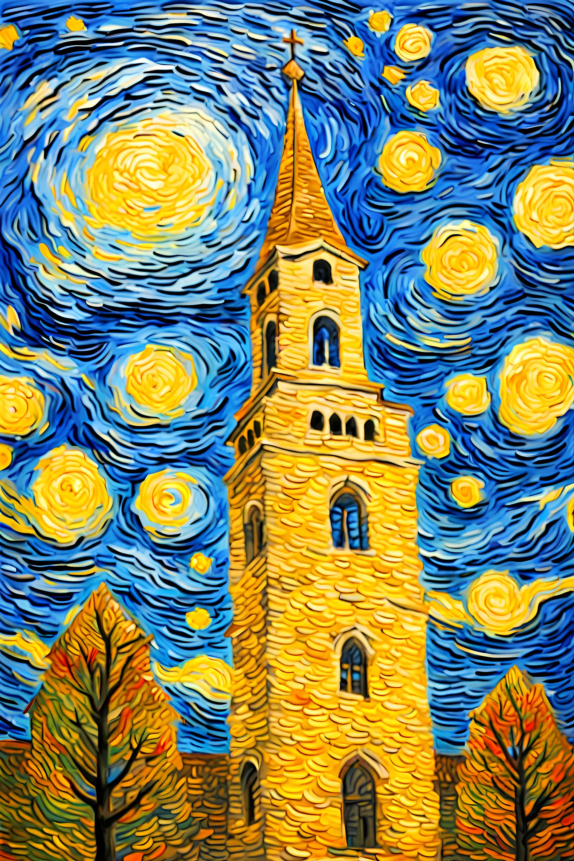 Çanakkale kulesini Van Gogh tarzında yap