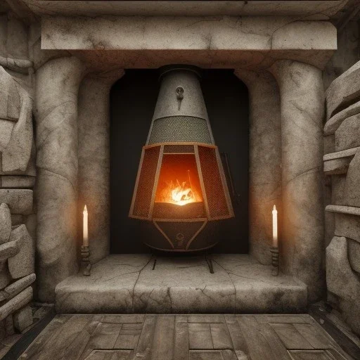 an viking fire place in old house, scary, zombie, steam punk, realistic, made in octane, cinematic, ultra-realistic, extremely detailed octane rendering, 8K, VRAY Super Real ar 2:3, dof photorealistic futuristic 50mm lens hard lighting dark gray tintype photograph, realistic lighting, sepia color