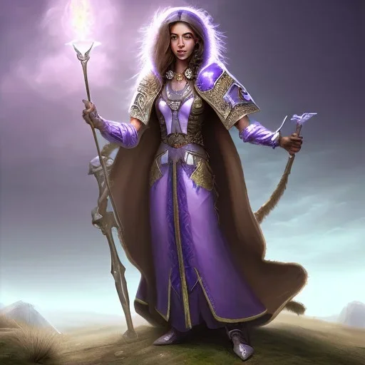 D&D character, female, vampire, druid, nature, tan skin, purple galaxy cloak