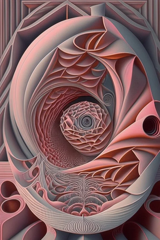 morphic resonance; Precisionism, insanely detailed, intricate, award-winning, rose tones; beautiful, surrealism, Optical Art