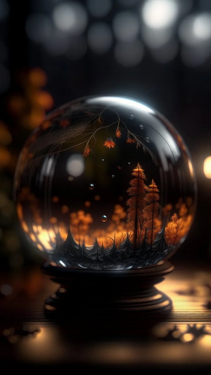 Crystal ball with Halloween landscape inside, shot on Hasselblad h6d-400c, zeiss prime lens, bokeh like f/0.8, tilt-shift lens 8k, high detail, smooth render, down-light, unreal engine, prize winning