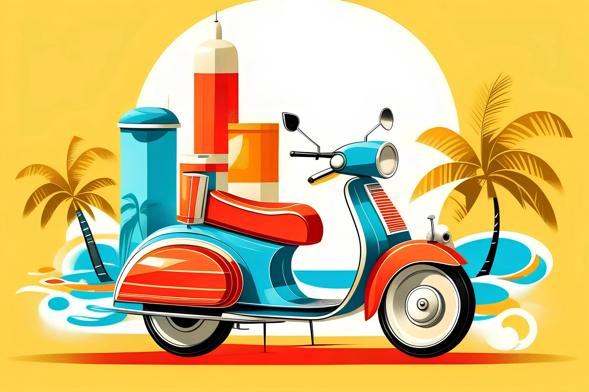 cool fun beach brand beach wear random design seaside bucket and spade vespa sunshine abstract objects like havana brand simple 3 colour