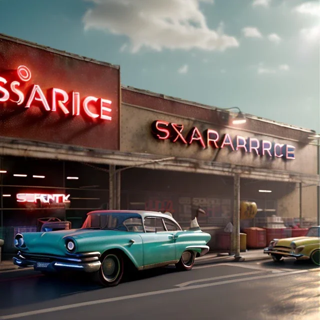 Ultra Realistic retro sci-fi afire Supermarket parking scene, 1960 year. blonde woman, sweet scarlet Johansson face, perfect iris, glow eyes, face makeup, tight latex coat; many panic people looking, Retro sci-fi style, soft color, highly detailed, unreal engine 5, ray tracing, RTX, lumen lighting, ultra detail, volumetric lighting, 3d, finely drawn, high definition, high resolution.