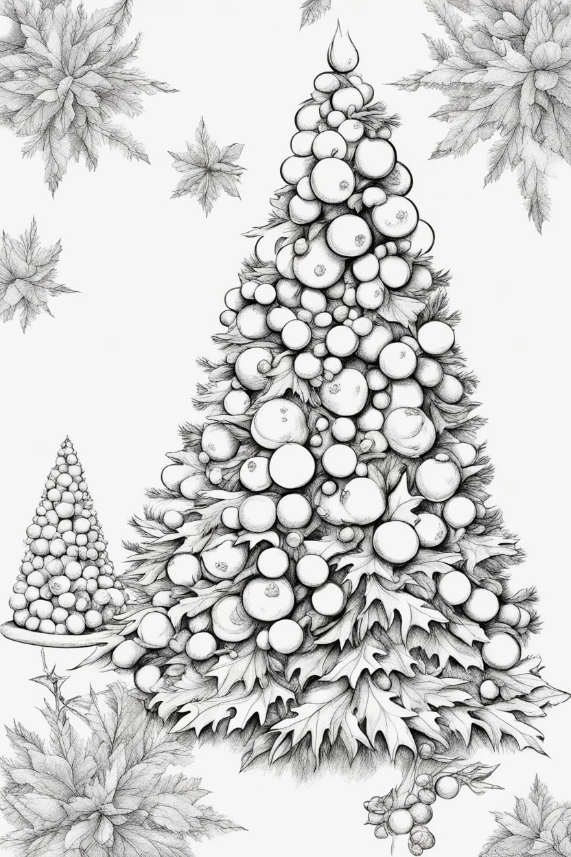 outline art of Kerstroos only black and white, no colour , White background. sketch style, clean line art, white background, no shadow and clear, no people, no colour, for book