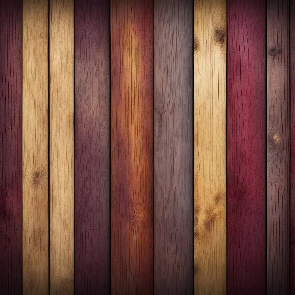 Hyper Realistic maroon & golden grungy multicolored wooden planks with rustic texture & vignette effect