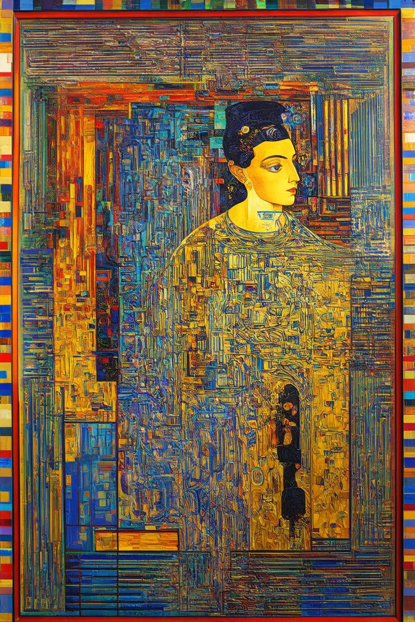 The Hidden Architecture of Thought creates Geomenric Incantations; Dynamic Cubism with elements of Optical Art and a palette inspired by Klimt