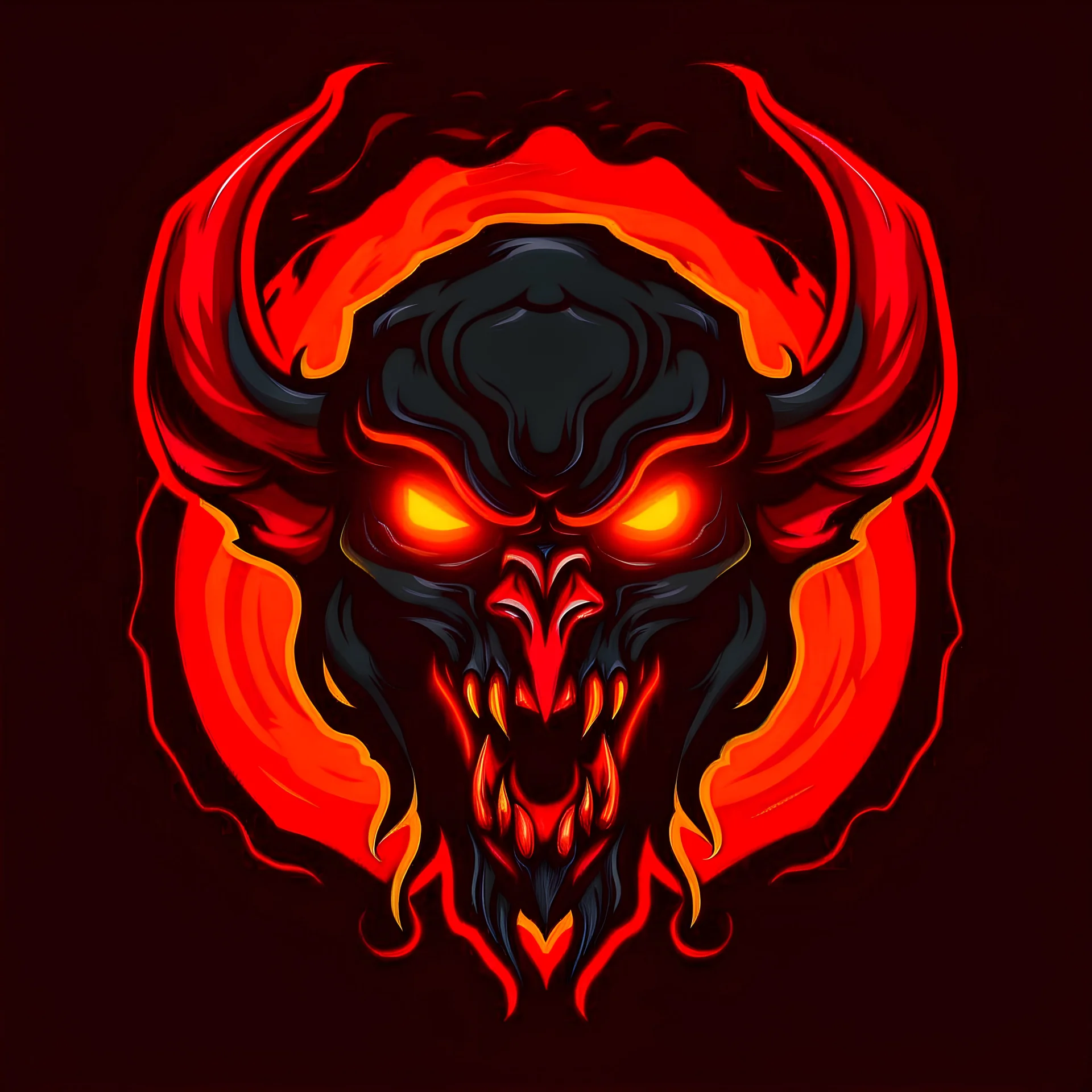 NFL team logo of the Balrogs from Morgoth, Red, Orange and Black vector logo with a balrog's face spitting fire