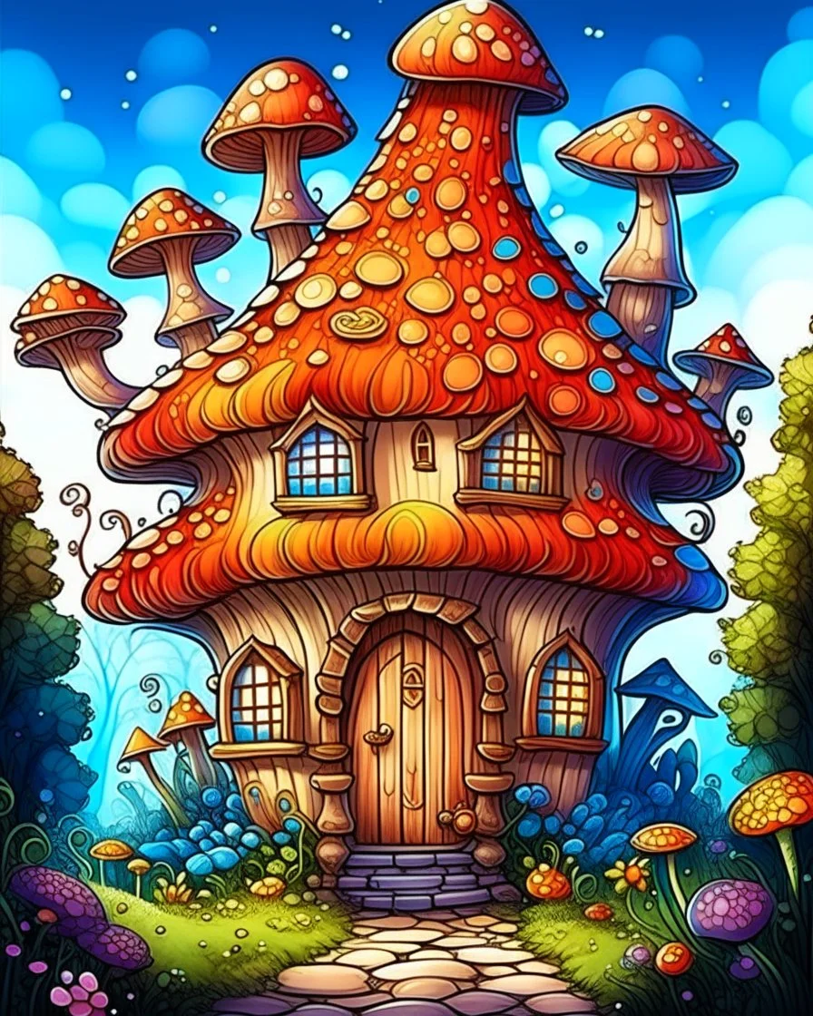 mashroom house ,beautiful forest, adult book cover