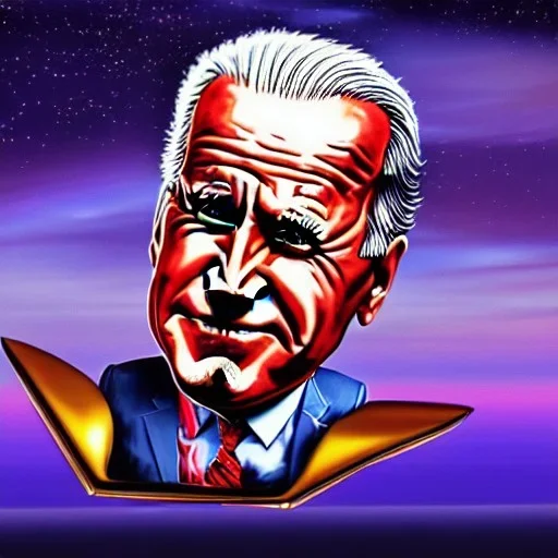 CRAZY Joe Biden caricature, cyberpunk, landscape, transformers, hi-tech robots, GUITARS, cinematic, highly detailed, close up, 4k, deep colors, gold, fire, red, purple, dark, ethereal, utopia, apocalypse, flying Cadillac, from outer space.jpeg