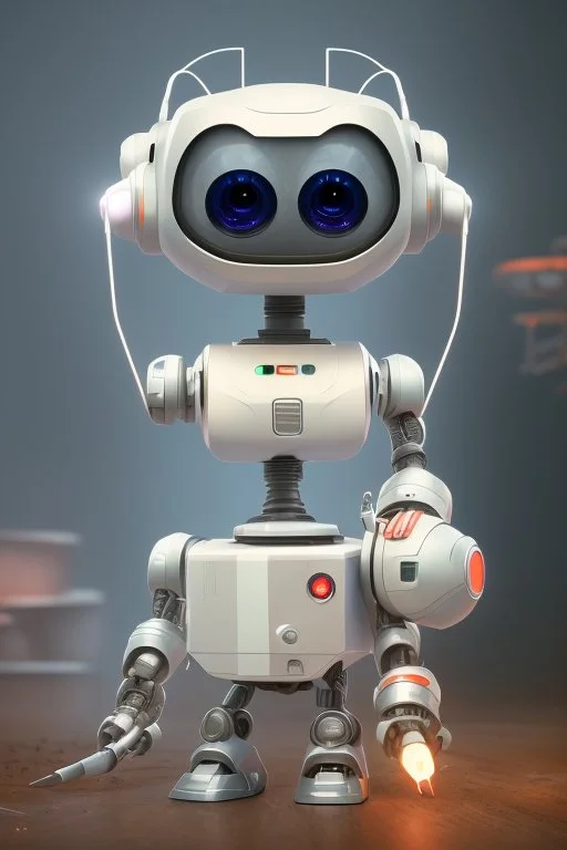 Portrait Painting of a cute robot painter. minimalist robot. digital face. white background. Awesome Pose, Character Design By Mark Ryden And Pixar And Hayao Miyazaki, Unreal 5, Daz, Hyperrealistic, Octane Render, Dynamic Lighting, Volumetric lighting, Intricate Detail, Summer Vibrancy, Cinematic