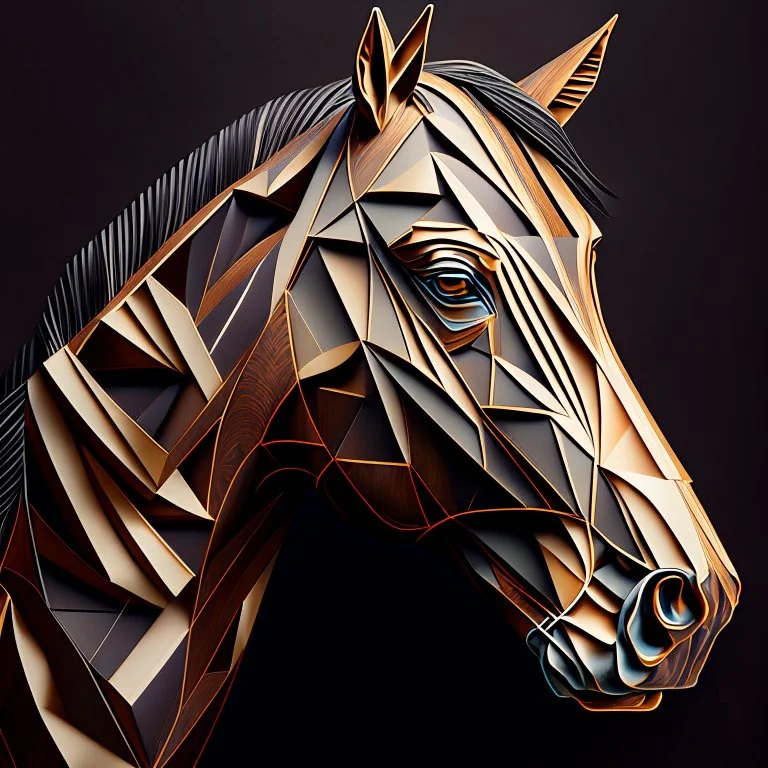 cara de caballo Palomino cuerpo completo obra de arte hiperredetallado arte geométrico 8k