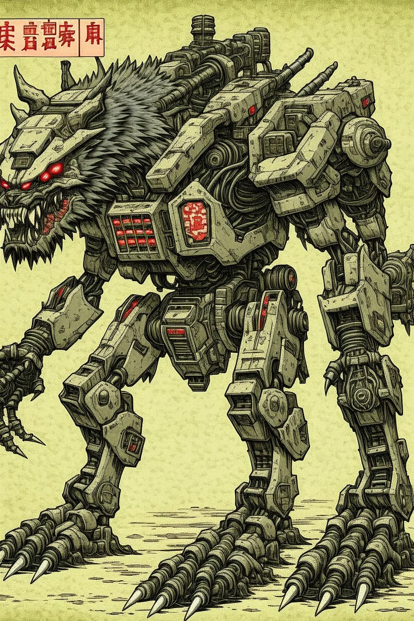 Werewolf drawn as a giant Japanese robot