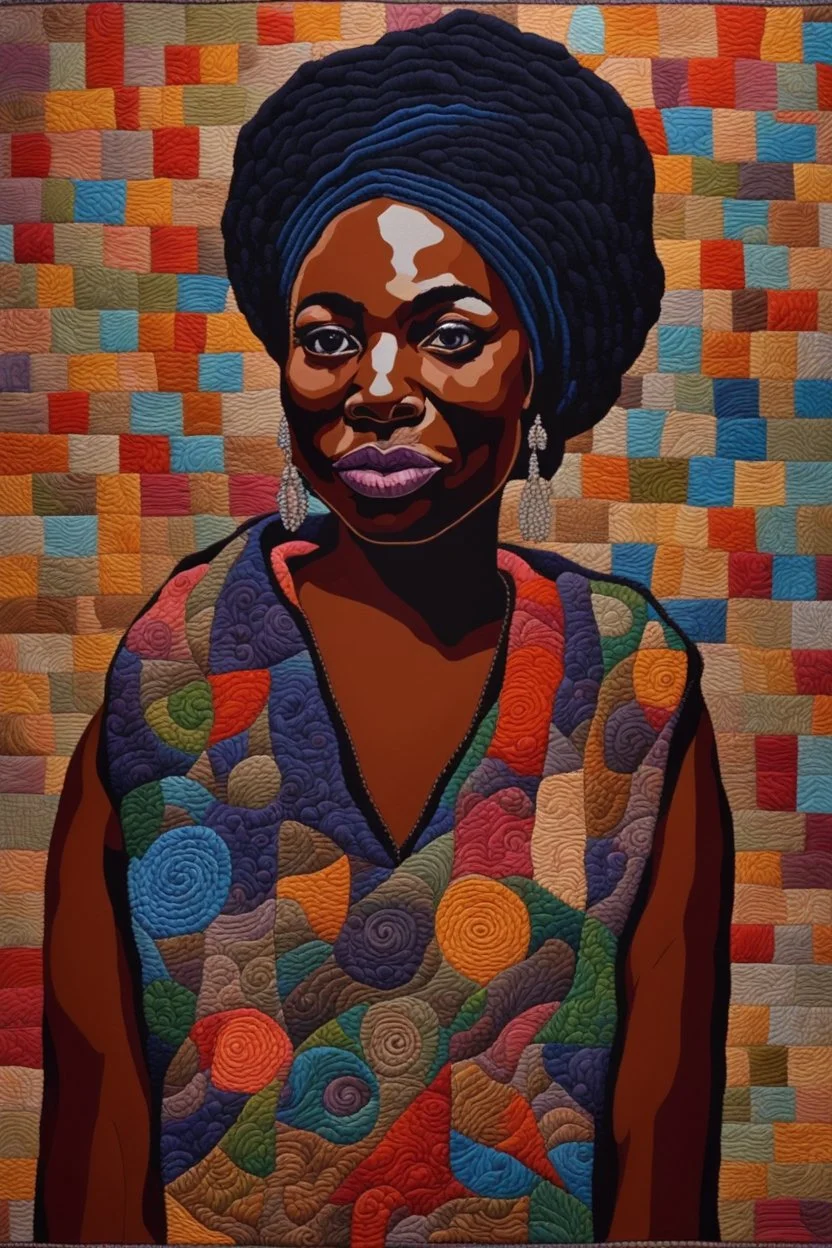 A textile portrait, quilting, fabrics, by artist "Bisa Butler"