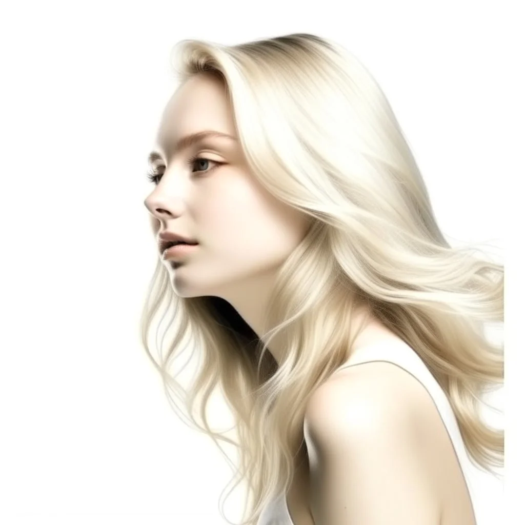 design of a blonde girl with a beautiful hair, soft skin, , sharpen image, white background