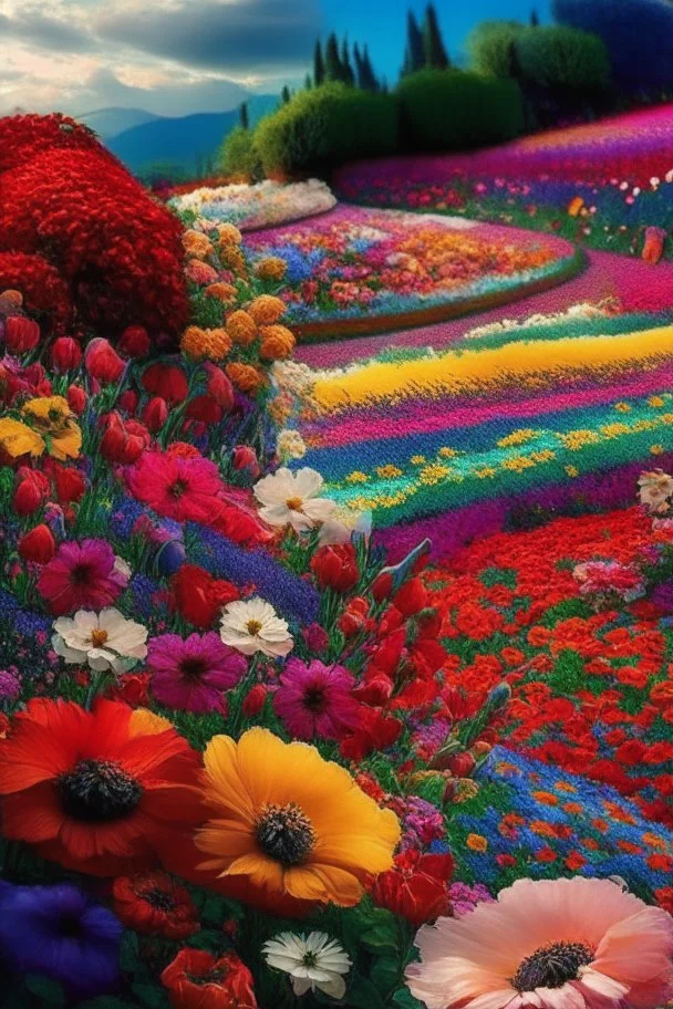 A place full of colorful flowers