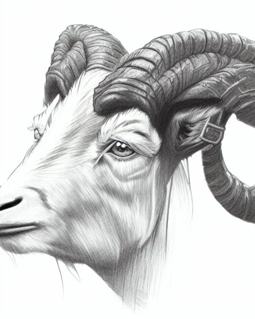 head of a goat drawn in pencil