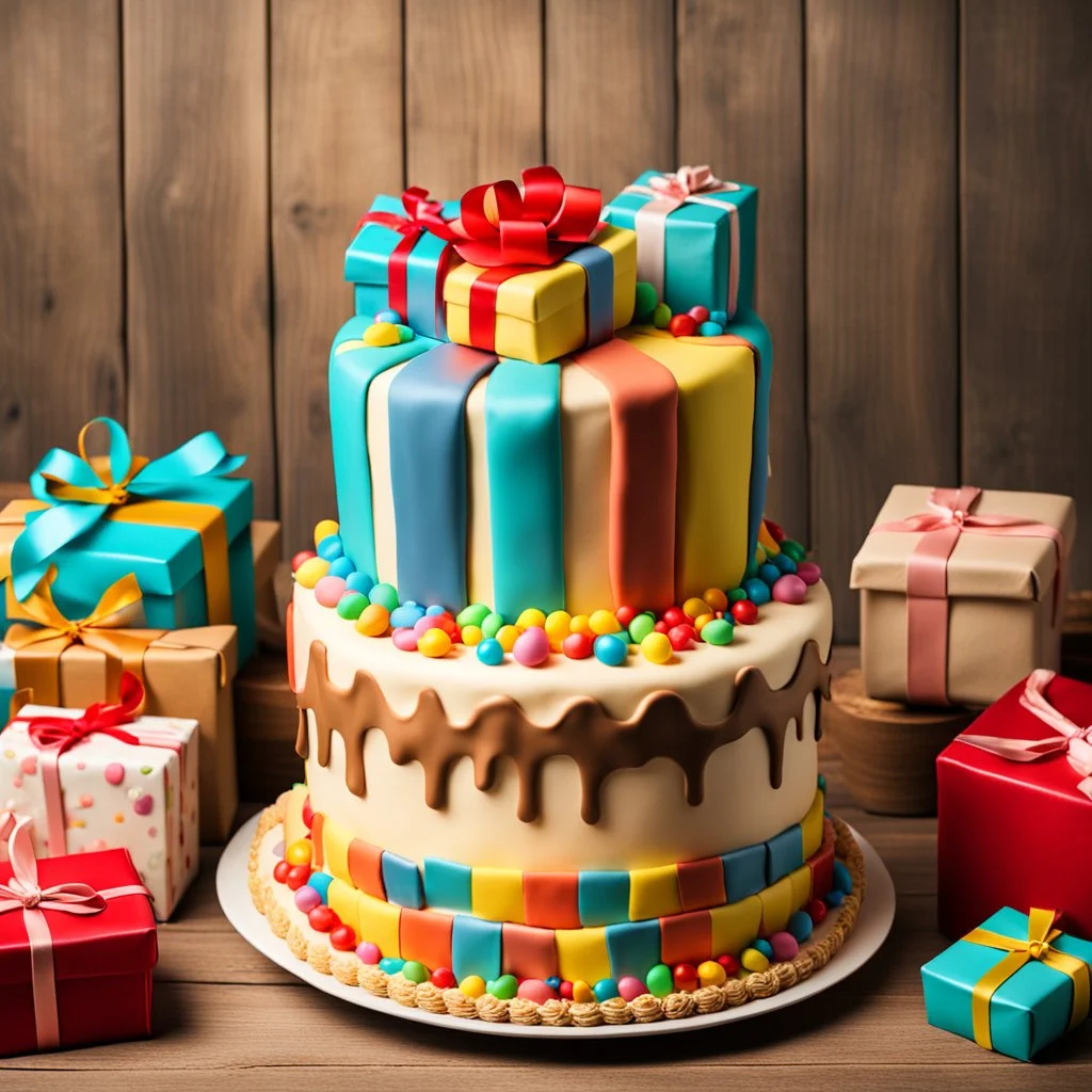 Beautiful big cake. Birthday cake on color background Stock Photo | Adobe  Stock