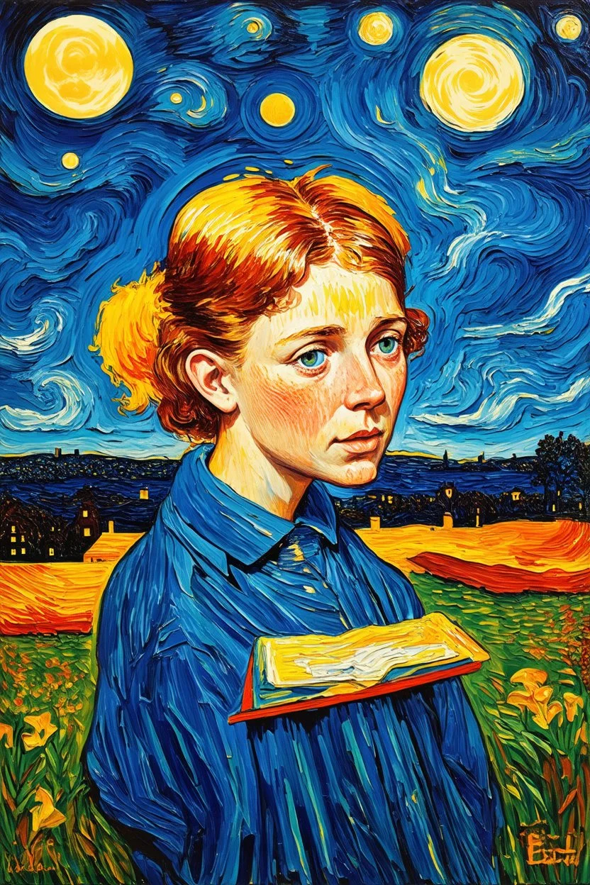 soul cracking open under moonlight; a mashup of the styles of Edvard Munch and Vincent Van Gogh