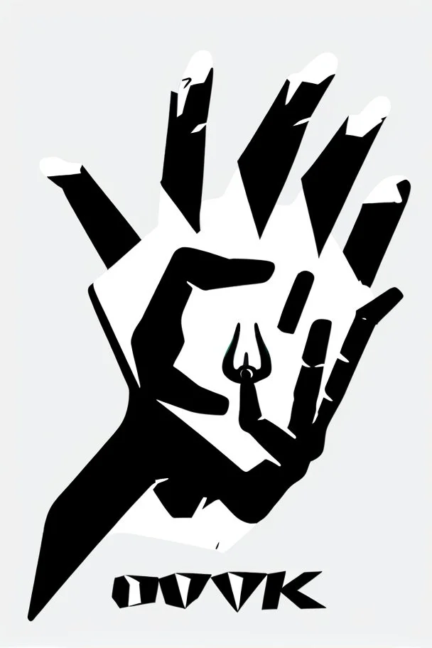 single hand in devil rock position, sticker logo vector art on white background, 4k