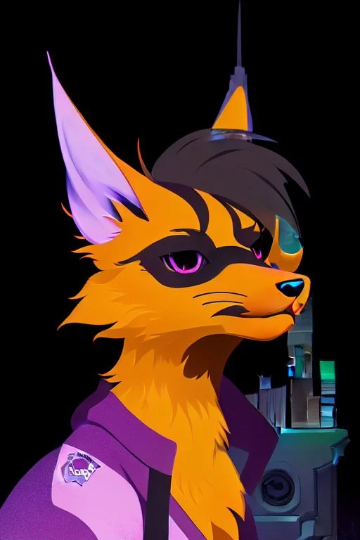 master quality, well drawn, A fox fursona, Trending on artstation, Furry art, Digital art, Cyberpunk, High quality, Backlighting