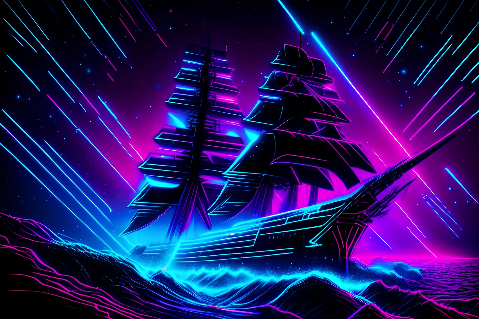 laker, frieghter, synthwave, many lasers